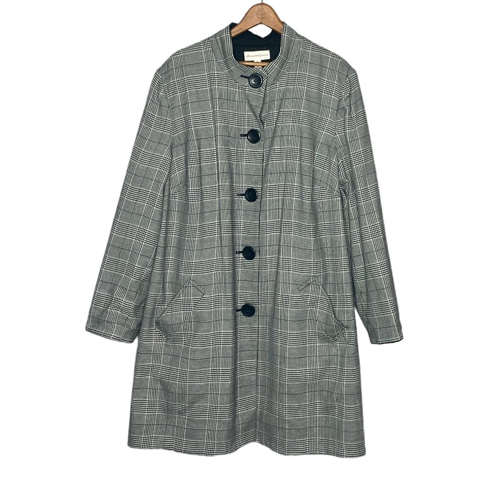 JM Collection Woman 20W Gray Black Houndstooth Button Front Dress Jacket Plus 2X
